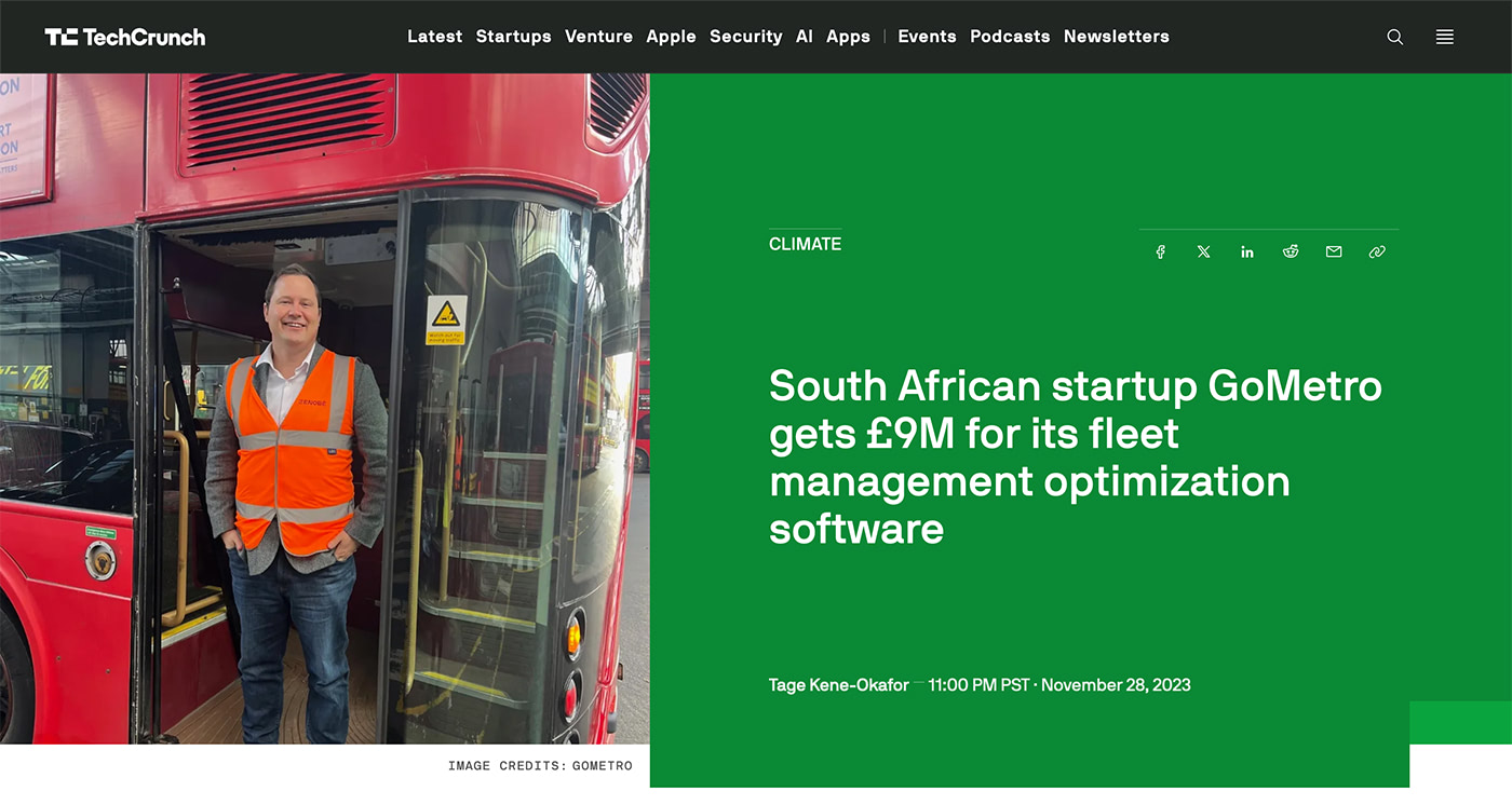GoMetro in TechCrunch: South African startup GoMetro gets £9M for its fleet management optimization software