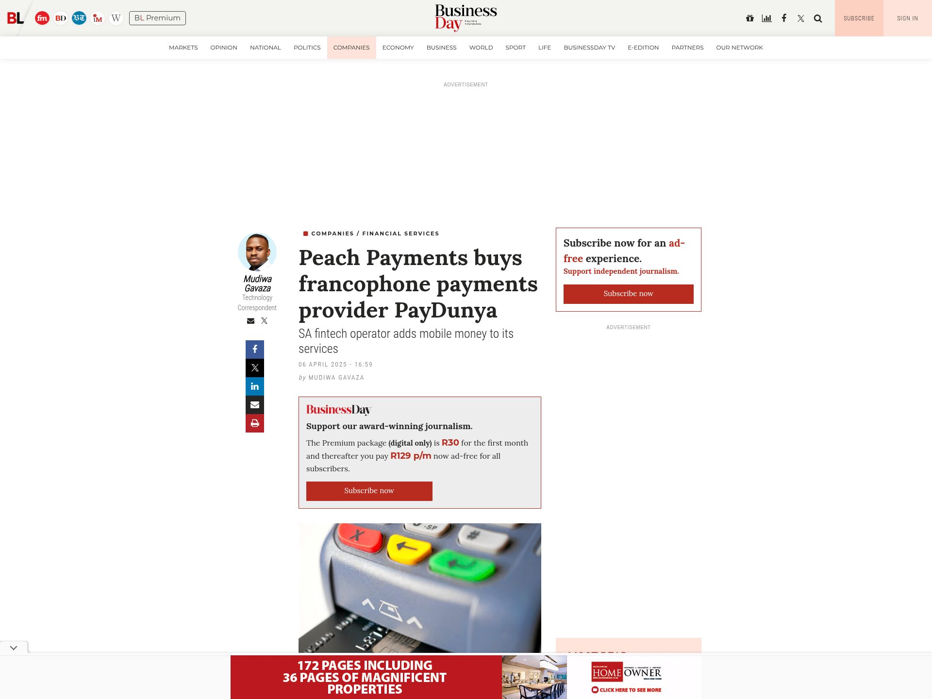 Peach Payments in Business Live: Peach Payments buys francophone payments provider PayDunya